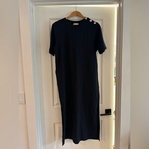 Sezane Black Button-Detail Dress